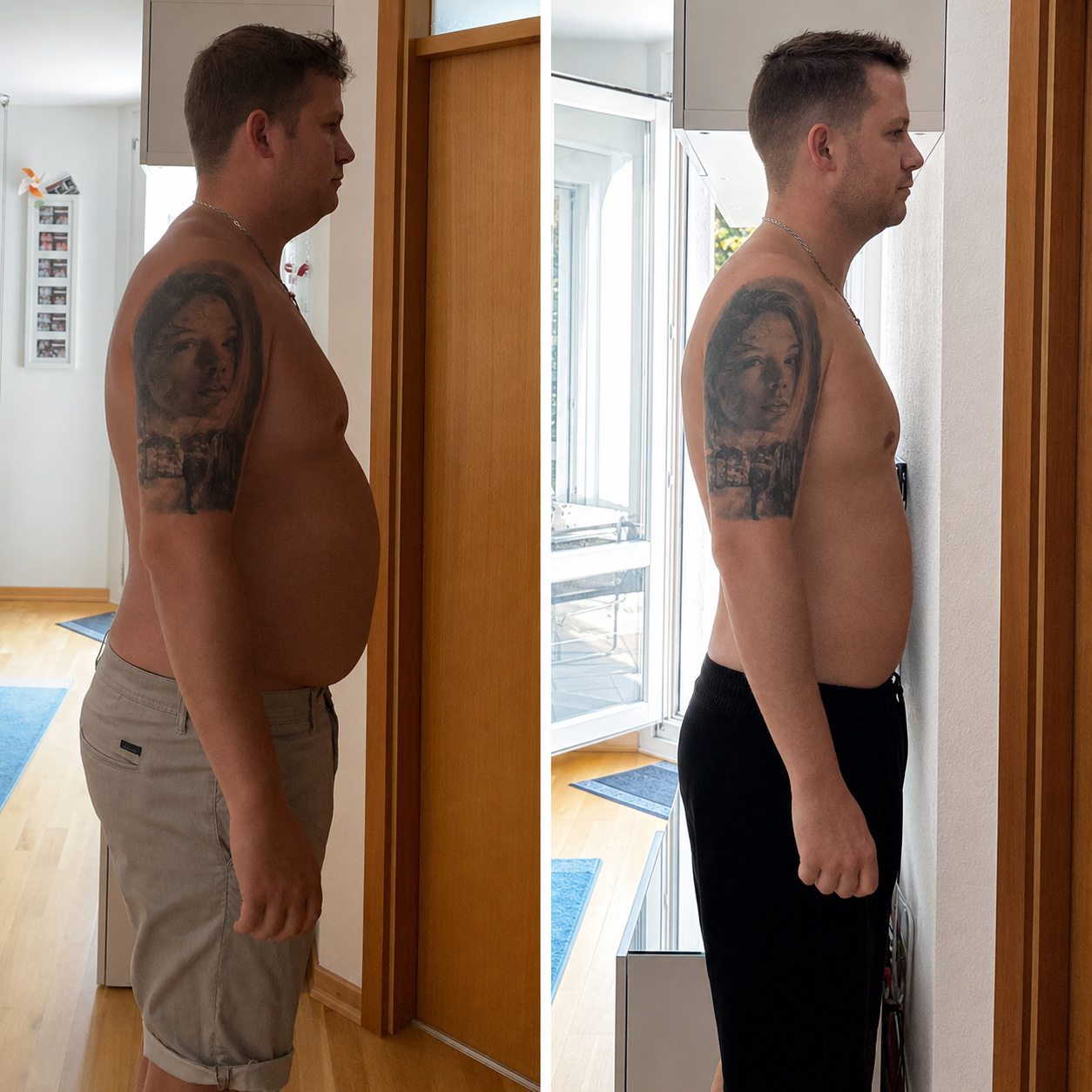Julian-Vorher-nachher-Seite-900px Vorher- Nachher- Vergleich eines Coachees, der 20 Kilo abgenommen hat